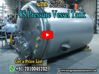 SS Pressure Vessel Tank Manufacturers Thane