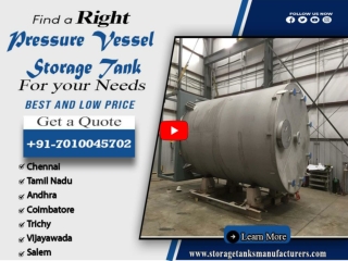 Pressure Vessel Storage Tank Manufacturers Thane