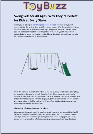 swing sets for all ages why they re perfect