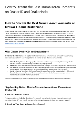 How to Stream the Best Drama Korea Romantis on Drakor ID and Drakorindo
