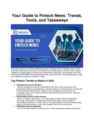 Your Guide to Fintech News: Trends, Tools, and Takeaways