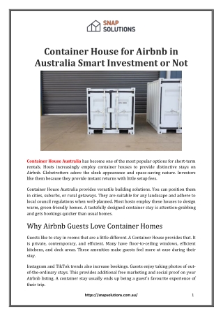 Container House for Airbnb in Australia Smart Investment or Not