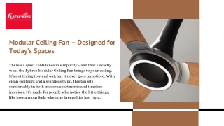 Modular Ceiling Fan – Designed for Today’s Spaces
