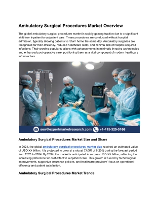 Ambulatory Surgical Procedures Market Size, Share & Trends | 2034