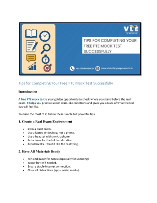 Tips for Completing Your Free PTE Mock Test Successfully