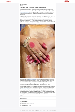 "The Timeless Appeal of Gold Plated Jewellery: Style on a Budget"