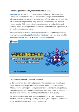 Azure DevOps Certification Training | Visualpath