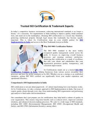 Trusted ISO Certification Trademark Experts
