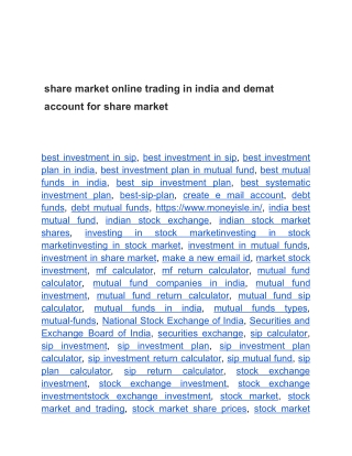 share market online trading in india and demat account for share market