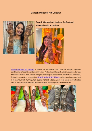 Best Mehandi Artist in Udaipur, Bridal Mehandi Artists in Udaipur