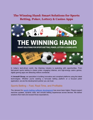 The Winning Hand_ Building Smart Solutions for Sports Betting & Poker Apps