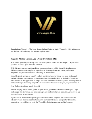 description vegas11 the most secure online casino