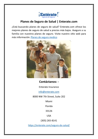 Planes de Seguro de Salud  Enterate.com