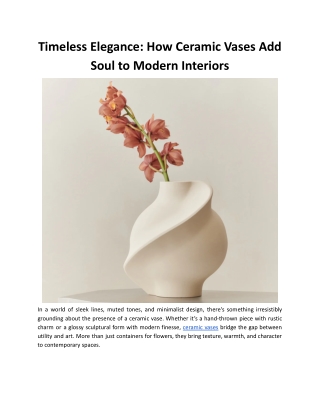 Timeless Elegance: How Ceramic Vases Add Soul to Modern Interiors_