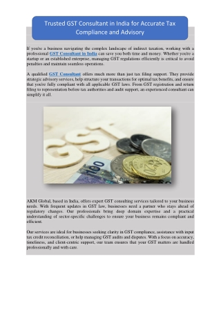 Trusted GST Consultant in India for Accurate Tax Compliance and Advisory