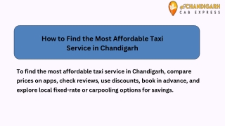 How to Find the Most Affordable Taxi Service in Chandigarh