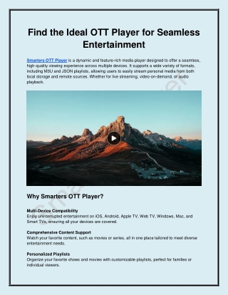 Find the Ideal OTT Player for Seamless Entertainment in 2025