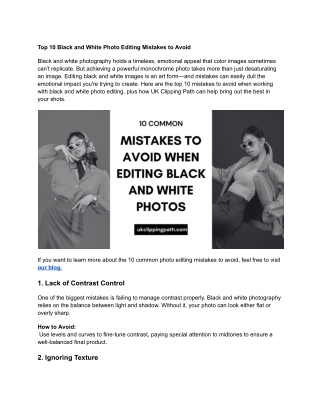 Avoid These 10 Editing Mistakes in Black and White Photography