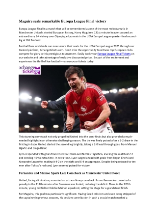 Maguire seals remarkable Europa League Final victory