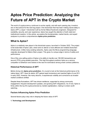 Aptos Price Prediction_ Analyzing the Future of APT in the Crypto Market