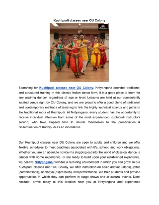 Kuchipudi classes near OU Colony | Nrityangana
