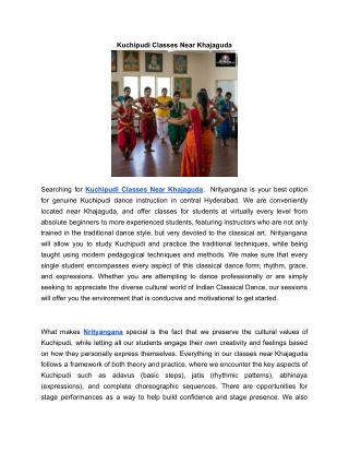 Kuchipudi Classes Near Khajaguda | Nrityangana