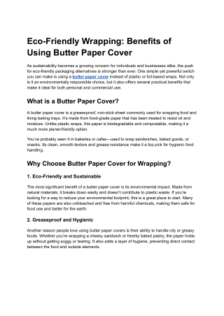 Eco-Friendly Wrapping_ Benefits of Using Butter Paper Cover