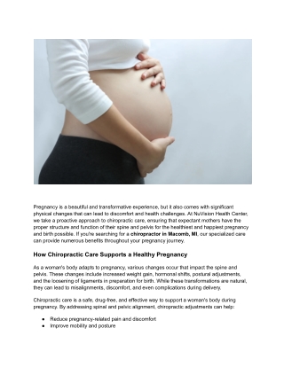 The Benefits of Chiropractic Care During Pregnancy