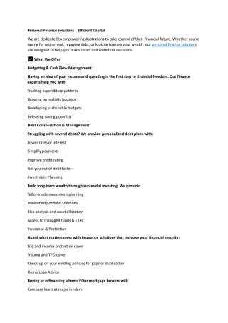 Personal Finance Solutions