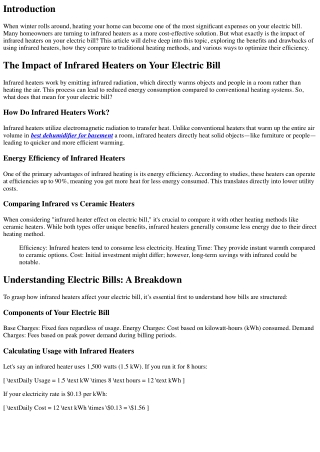 The Impact of Infrared Heaters on Your Electric Bill