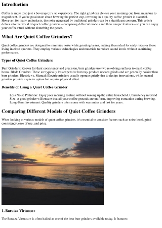 Comparing Different Models of Quiet Coffee Grinders
