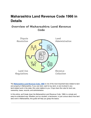 Maharashtra Land Revenue Code 1966 in Details
