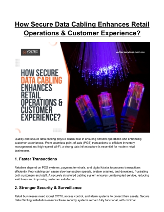 How Secure Data Cabling Enhances Retail Operations & Customer Experience?