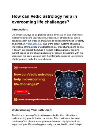 How can Vedic astrology help in overcoming life challenges