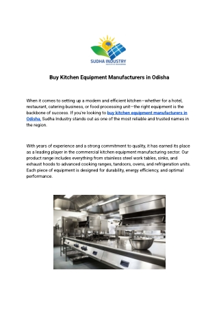 Buy Kitchen Equipment Manufacturers in Odisha