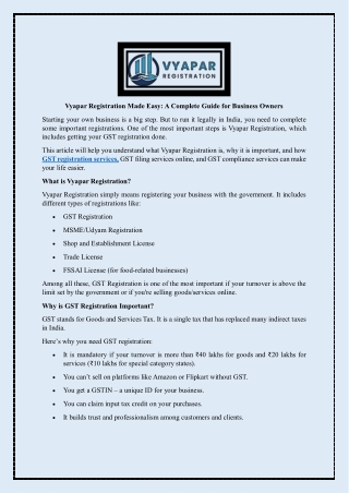 Vyapar Registration Made Easy - A Complete Guide for Business Owners