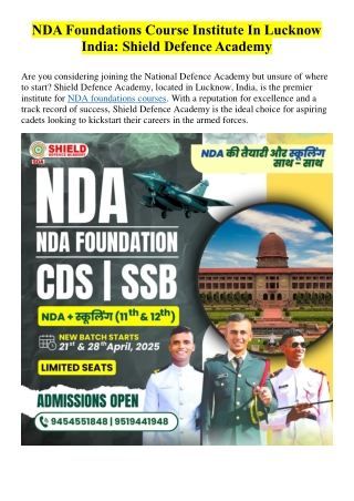 nda foundations course institute in lucknow india