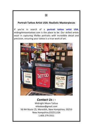 Portrait Tattoo Artist USA  Realistic Masterpieces