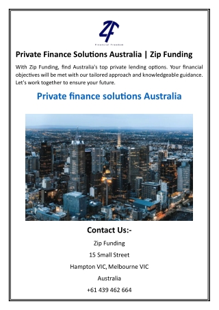 Private Finance Solutions Australia