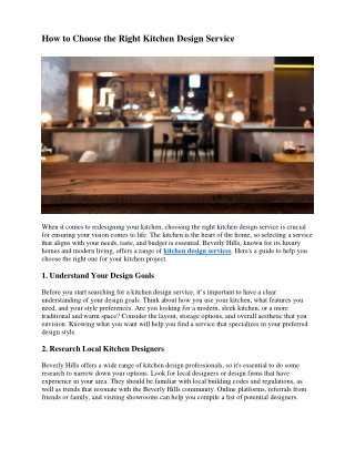 How to Choose the Right Kitchen Design Service