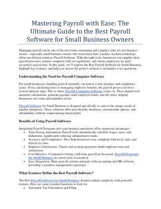 Mastering Payroll with Ease