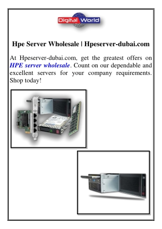 Hpe Server Wholesale | Hpeserver-dubai.com