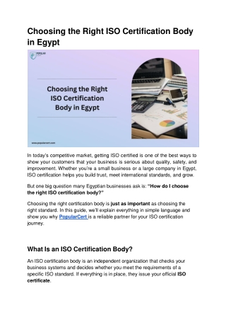 Choosing the Right ISO Certification Body in Egypt