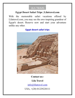 Egypt Desert Safari Trips  Lilatravel