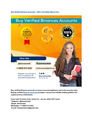Buy Verified Binance Accounts - 100% The Safest Way to Pay
