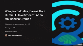 mame Daldalaa-Carraa-Hojii-Uumuu-Fi-Invetimeenti-Aana-Makkaniisa-Oromoo