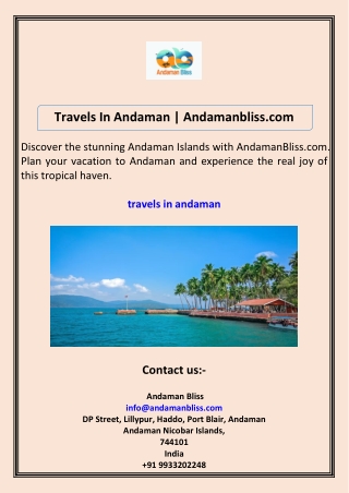 Travels In Andaman Andamanbliss.com