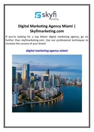 Digital Marketing Agency Miami  Skyfimarketing.com