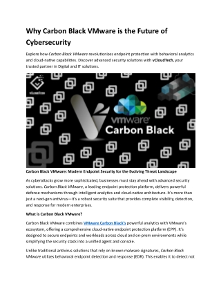 Why Carbon Black VMware is the Future of Cybersecurity