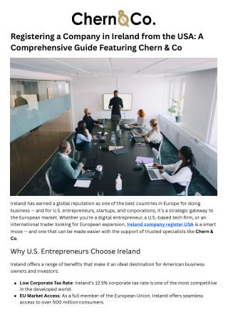 Ireland Company Register in the USA - Chern & Co